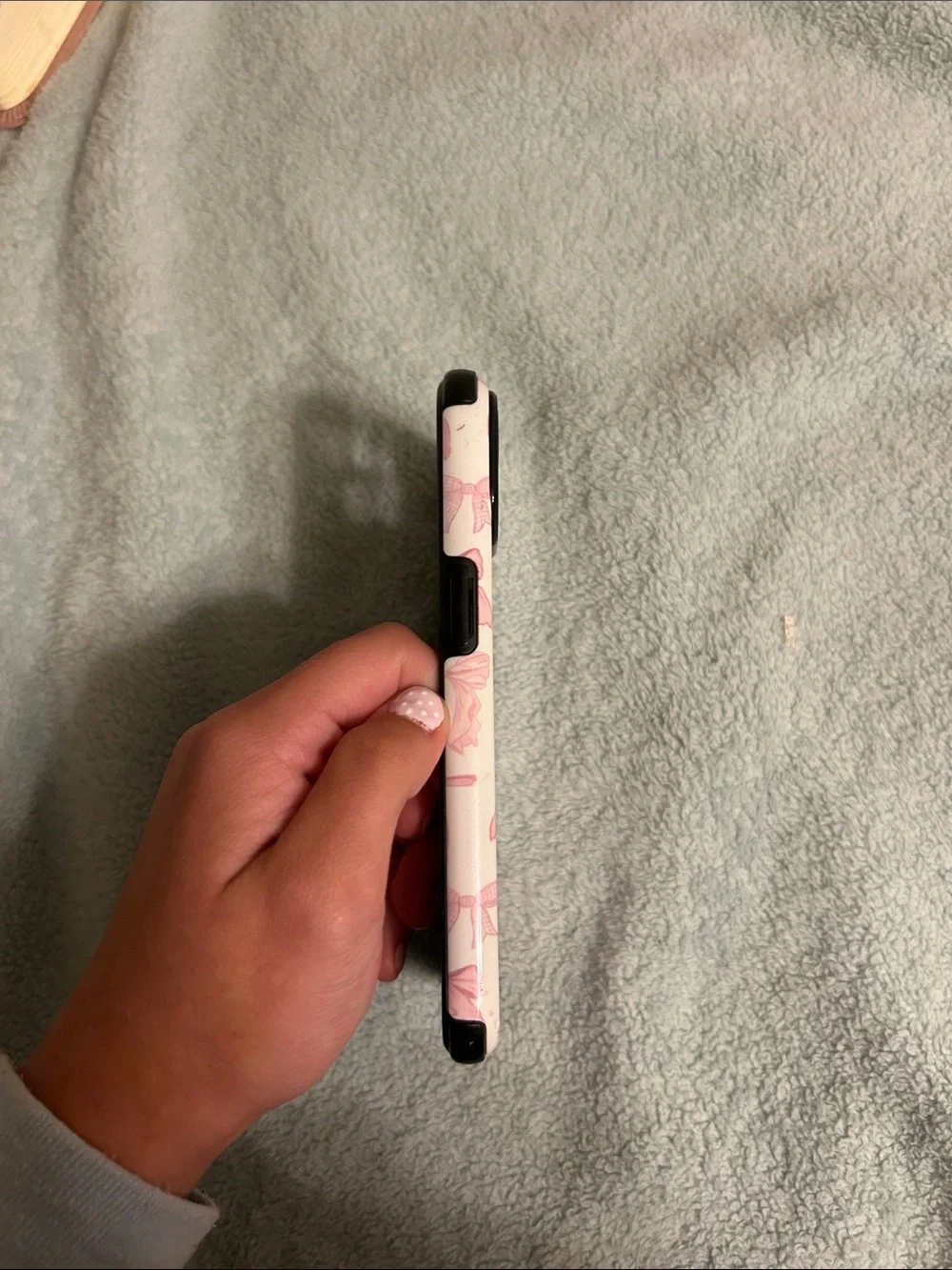 Pink Bow Pattern Protective Phone Case - White & Pink